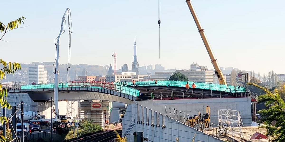 PREGA Normandie réalise les prédalles des viaducs Pasteur à Rouen